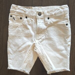 Ralph Lauren White Denim Shorts Distressed Hem Boys